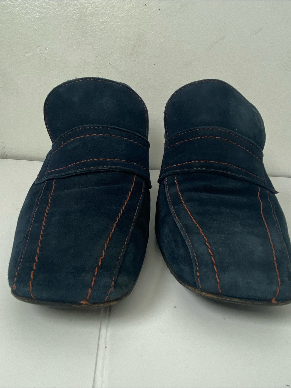 Aquatalia 7.5 Navy Suede Penny Loafers - Picture 8 of 10